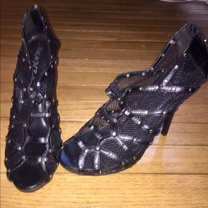 Caged peep toe heels